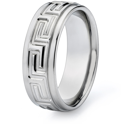 Titanium 8mm Band with Greek Key