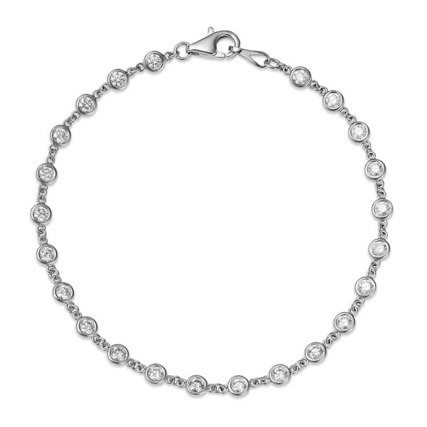14k White Gold 1.6 ct tw Diamond Station Tennis Bracelet