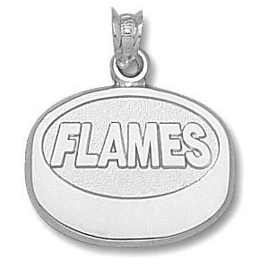 Calgary Flames Puck Pendant 5/8in Sterling Silver