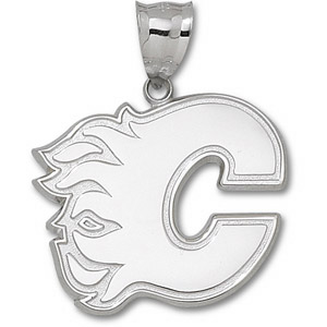 Sterling Silver 1 1/4in Calgary Flames C Logo Giant Pendant