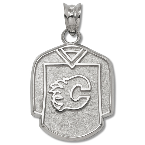 Calgary Flames Jersey Pendant 5/8in Sterling Silver