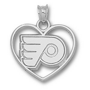 Philadelphia Flyers 5/8in Sterling Silver Heart Pendant