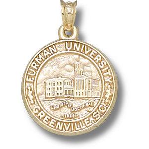 Furman University Seal Pendant 5/8in 10k Yellow Gold