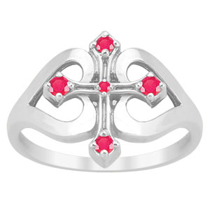Faith Ring with Rubies in SilverPlus