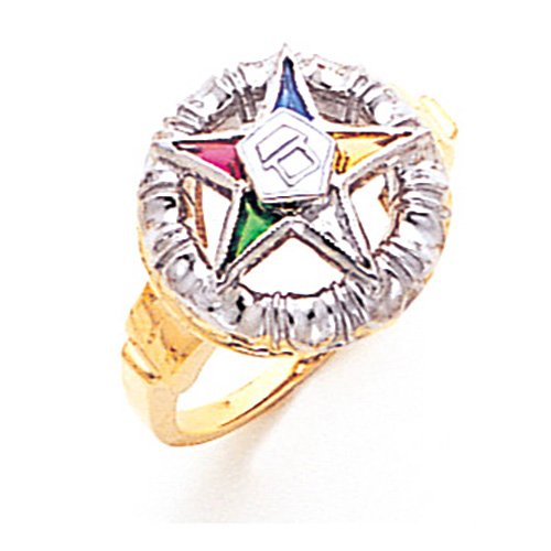Eastern Star Ring with Open Round Top 10k Two-tone Gold