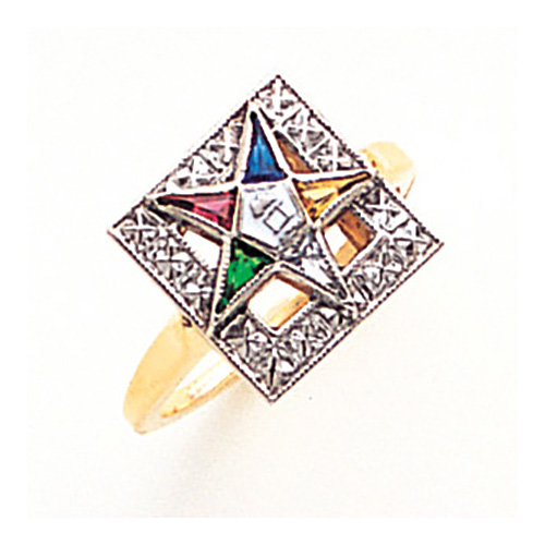 Two Tone Eastern Star Ring - 14k Gold