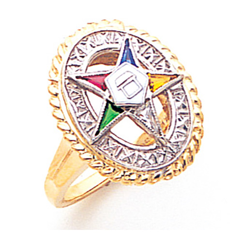 Two Tone Eastern Star Ring - 14k Gold