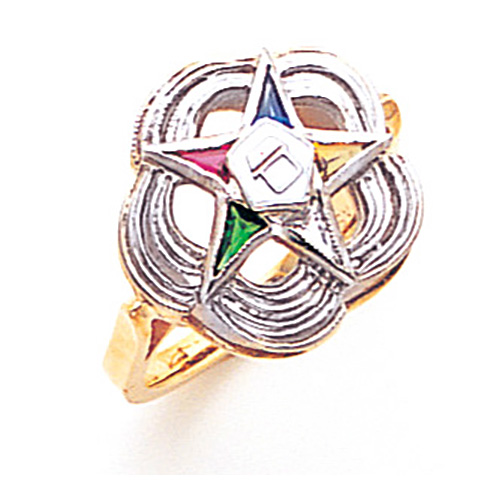 Two Tone Eastern Star Ring - 10k Gold
