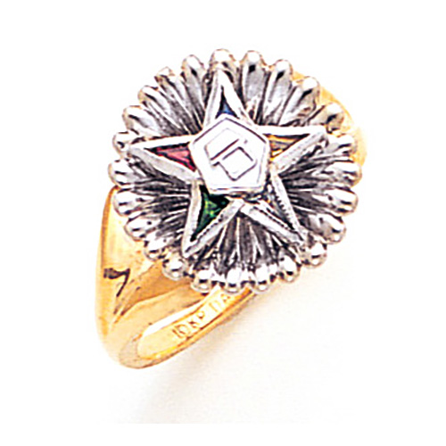 Round Cluster Eastern Star Ring 10k Two-tone Gold