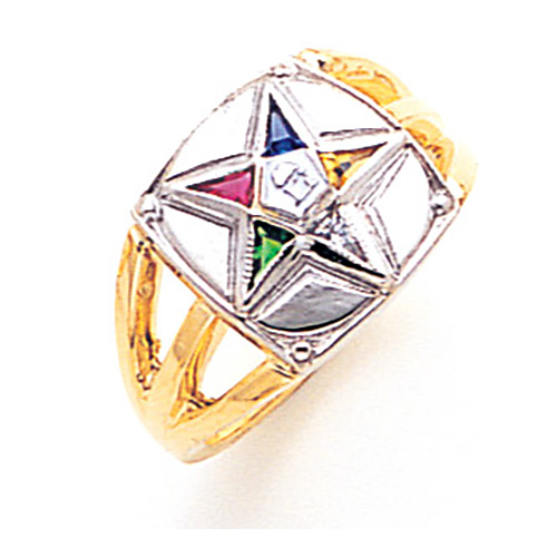 Eastern Star Ring with Split Shank 14k Two-tone Gold