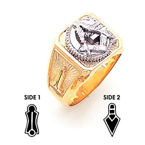 10kt Gold Square Blue Lodge Ring with Beaded Top
