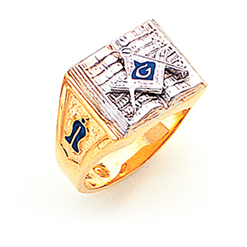 Book Masonic Ring 10k Two-tone Gold
