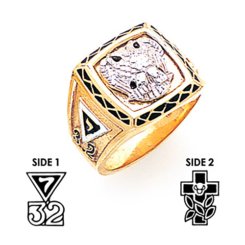 Scott Rite Rings Square Scottish Rite Ring - 14k Gold GLC721SR | Joy Jewelers