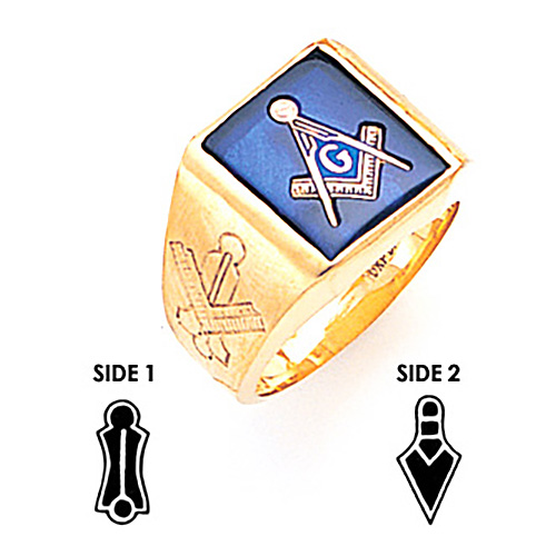 14k Yellow Gold Wide Goldline Masonic Ring