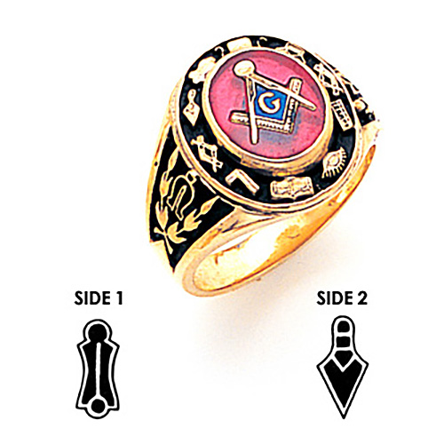 Goldline Cipher Masonic Ring 14k Yellow Gold