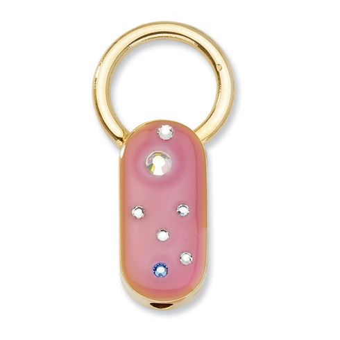 Gold-tone Pink Enamel with Crystals Key Fob