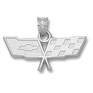 Chevy Corvette C3 Logo 3/8in Sterling Silver Pendant