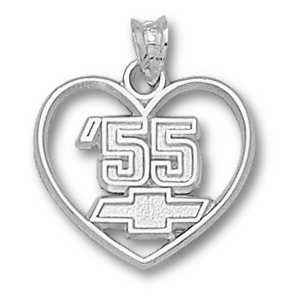 Sterling Silver 5/8in Chevy 1955 Heart Pendant