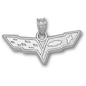 Chevy Corvette C6 Logo 3/8in Sterling Silver Pendant