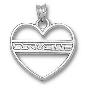 Sterling Silver 5/8in Corvette Heart Pendant