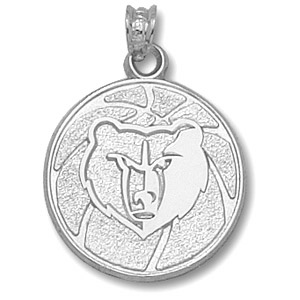 Sterling Silver 3/4in Memphis Grizzlies Basketball Pendant