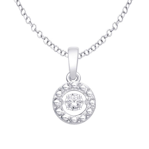 Sterling Silver .04 ct tw Moving Diamond in Circle Necklace W15882