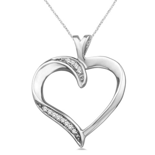 Sterling Silver .05 ct Diamond Heart Pendant with 18in Chain