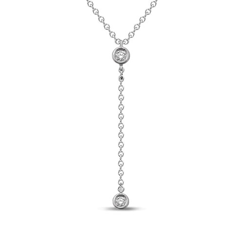 10K White Gold 1/20 ct tw Diamond Lariat Necklace