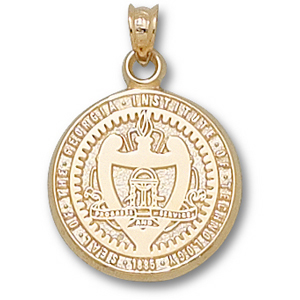 Georgia Tech University Seal Pendant 3/4in 10k Yellow Gold