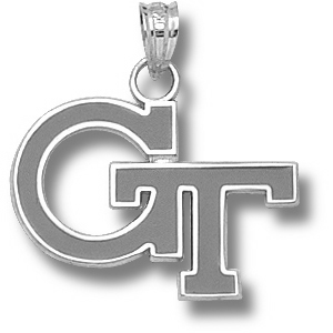 Georgia Tech GT Enamel Pendant 5/8in Sterling Silver