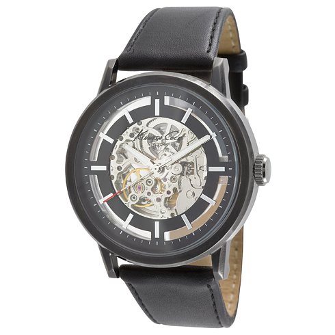 Kenneth Cole New York KC1632 Skeleton Dial Automatic Analog Leather Strap Watch
