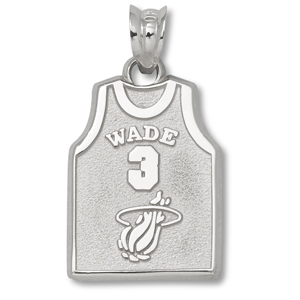 Sterling Silver 5/8in Miami Heat Wade Jersey Pendant