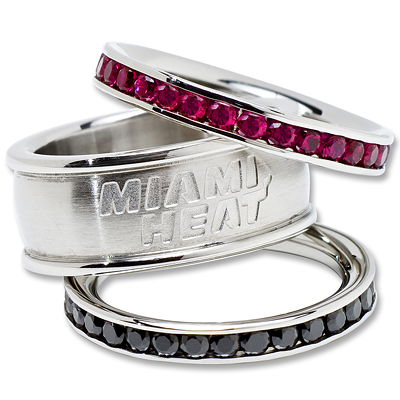 Miami Heat Team Logo Crystal Stacked Ring Set