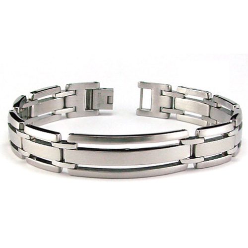 Stainless Steel 8.5in 3-Bar ID Link Bracelet