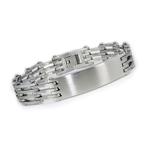 Stainless Steel 8.25in Satin and Polished ID Bracelet