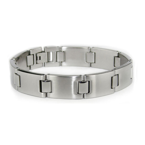 Stainless Steel 8.25in Brushed Link Bracelet with Polished Hinges
