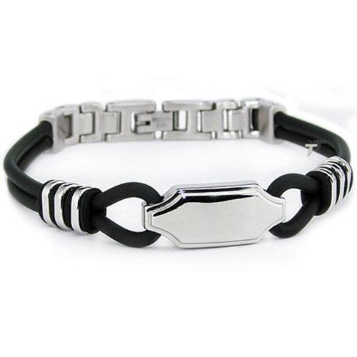 Stainless Steel 8.5in Rubber ID Rope Bracelet