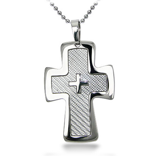 Stainless Steel 2in Carbon Fiber Cross on 22in Chain