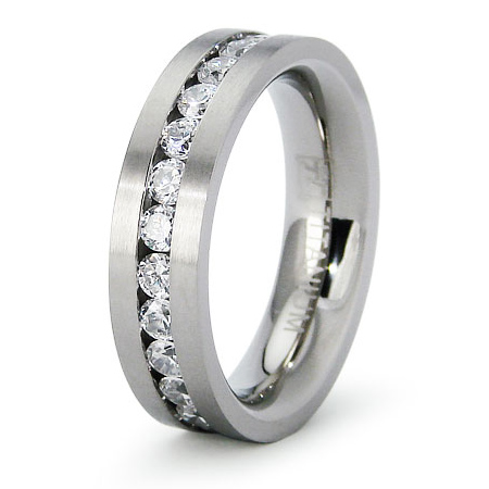 6mm Flat Titanium Eternity Band with CZs