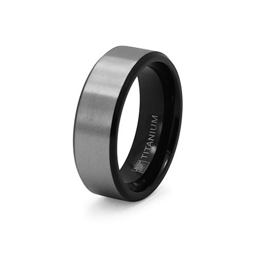 Black and Gray Titanium 8mm Ring TT-R20118 | Joy Jewelers
