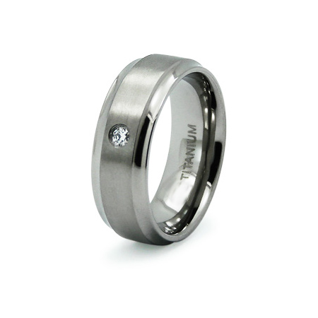 8mm Titanium Ring with CZ Accent
