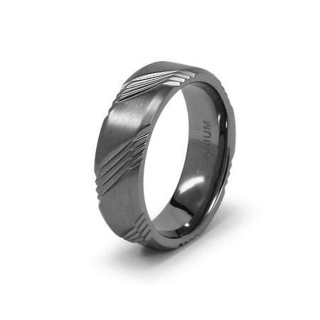 7mm Titanium Ring with Grooves