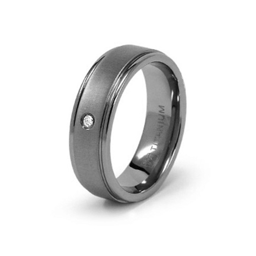 Titanium 7mm Ring with .03 ct Diamond Accent