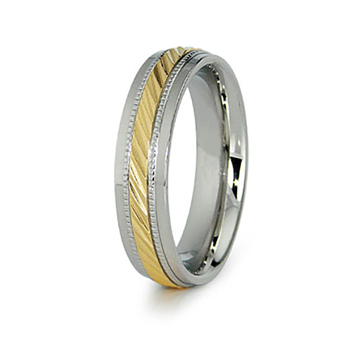 Stainless Steel 6mm Ring with Gold Plating