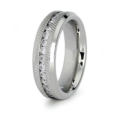 Ladies' Eternity 6mm Steel Ring with Cubic Ziconia
