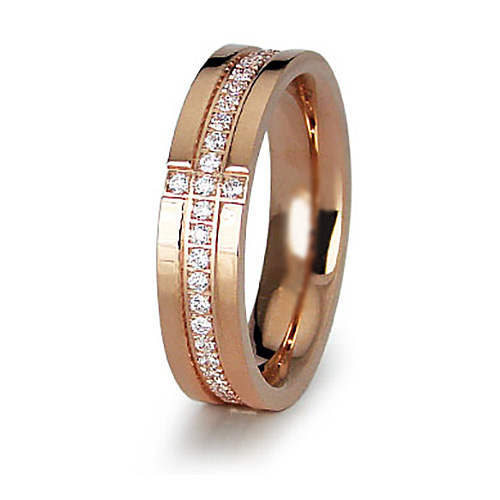 Rose Gold-Plated Stainless Steel 5mm Ring with Cross