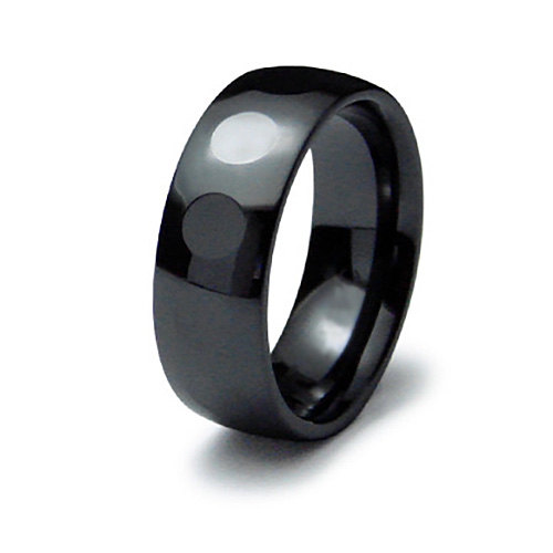 Black Ceramic 8mm Ring with Round Facets