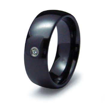 8mm Domed Ceramic Ring with Cubic Zirconia