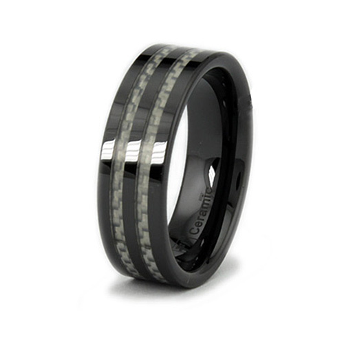 8mm Ceramic Ring with Thin Carbon Fiber Inlays