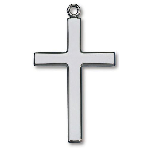 Sterling Silver 1 1/2in Lord's Prayer Cross 24in Necklace